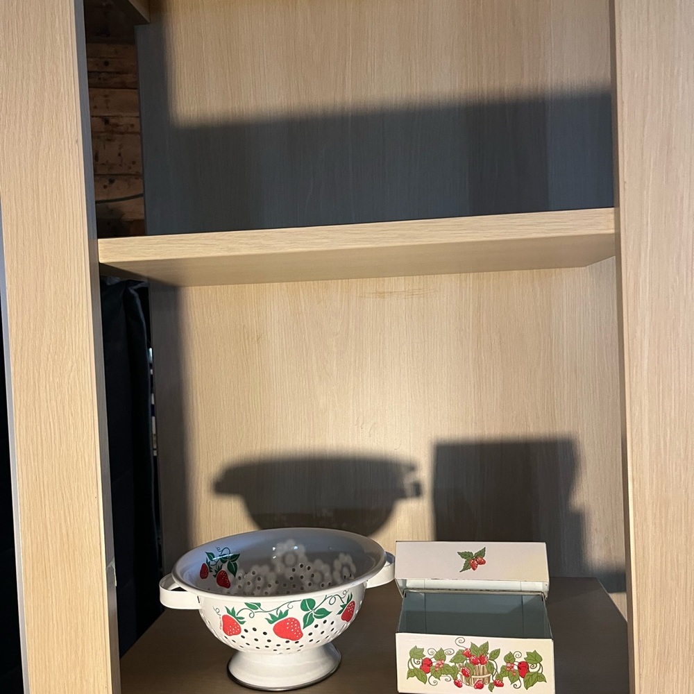 White Ceramic Colander with Red Strawberry Pattern
